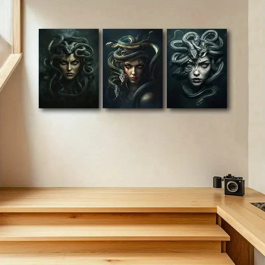 3pcs Snake girl Design Metal Print Ready to Hang Art