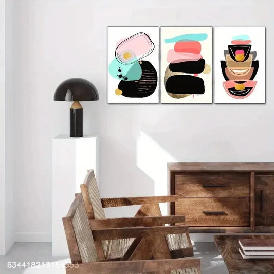 3pcs Abstract Art Deco Poster Minimalist Metal Print Ready to Hang Art