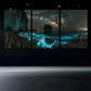 3pcs Sea Blue Water Black Stones Metal Print Ready to Hang Art