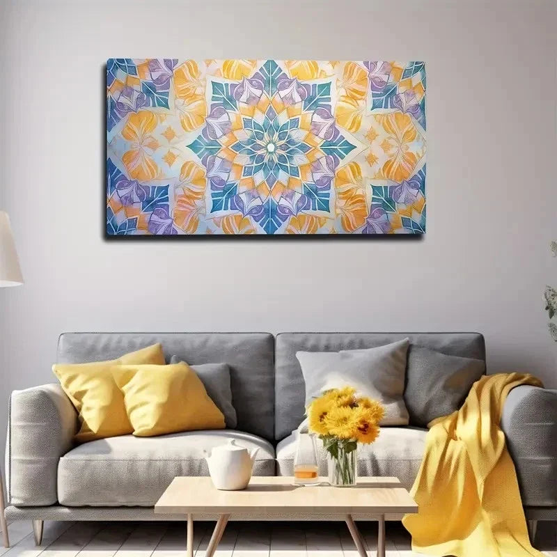 Bohemian Modern Abstract Wall Art Canvas Office Home Room Framed 80x45cm