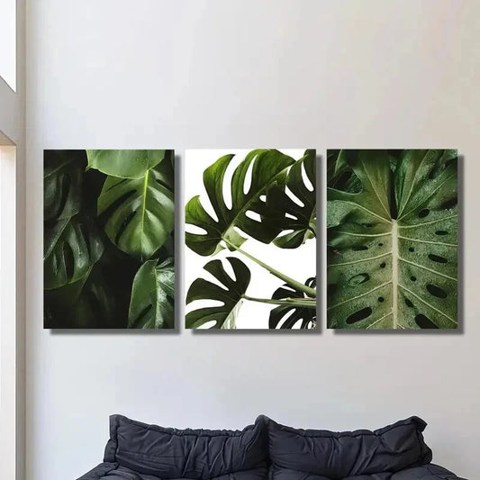 3pcs Art Deco Monstera Deliciosa Metal Print Ready to Hang Art