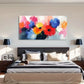 Vibrant Abstract Flowers Piece Wall Art Canvas Office Home Room Framed 120x60cm