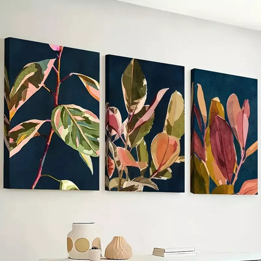 3pcs tropical plant leaf art decoration, plant    Wall Art Set Canvas Framed 40x60cm - High Quality Print 100% Australian Made Wall Canvas Ready to Hang