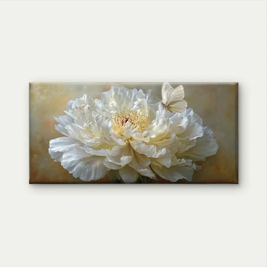 White Peony Flower Elegant Wall Art Canvas Office Home Room Framed 120x60cm