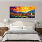 Vibrant Village Landscape Wall Art Canvas Office Home Room Framed 120x60cm