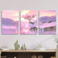 3pcs Landscape with Waterfalls Cherry Blossoms Metal Print Ready to Hang Art