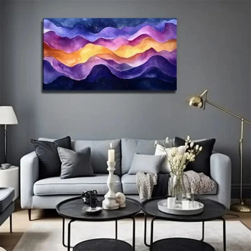 Blue Curve Suitable Decorative Wall Art Canvas Office Home Room Framed 80x45cm