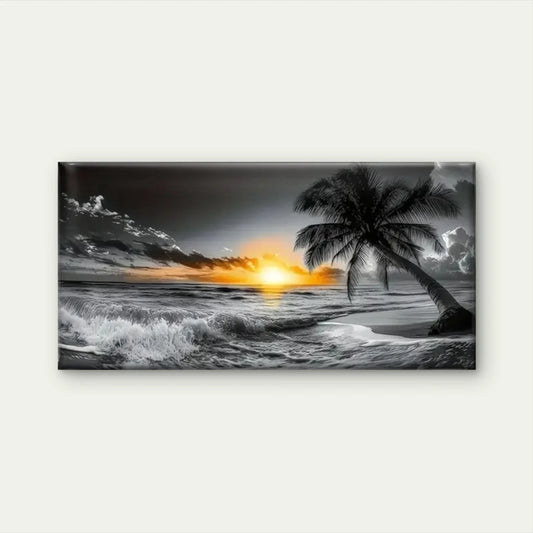 Palm Trees Beach Sunset Wall Art Canvas Office Home Room Framed 80x45cm