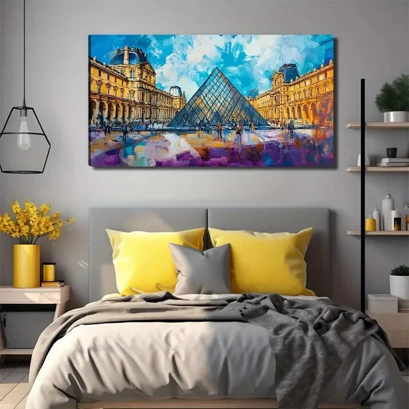 Paris Louvre Perfect Wall Art Canvas Office Home Room Framed 80x45cm