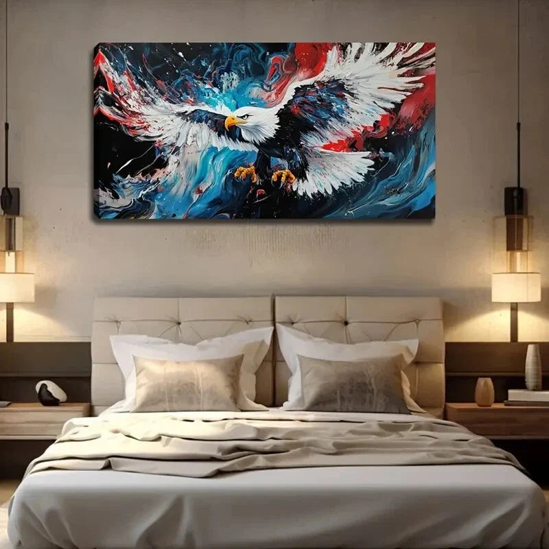White-Headed Eagle In Flight Wall Art Canvas Office Home Room Framed 120x60cm