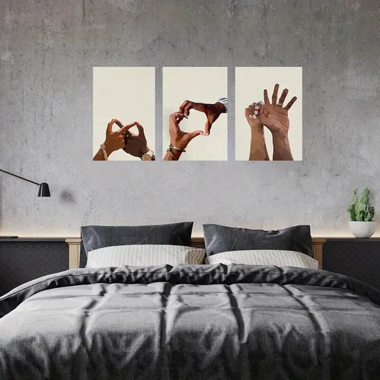 3pcs Hand-in-Hand African Female Male   Metal Print Ready to Hang Art
