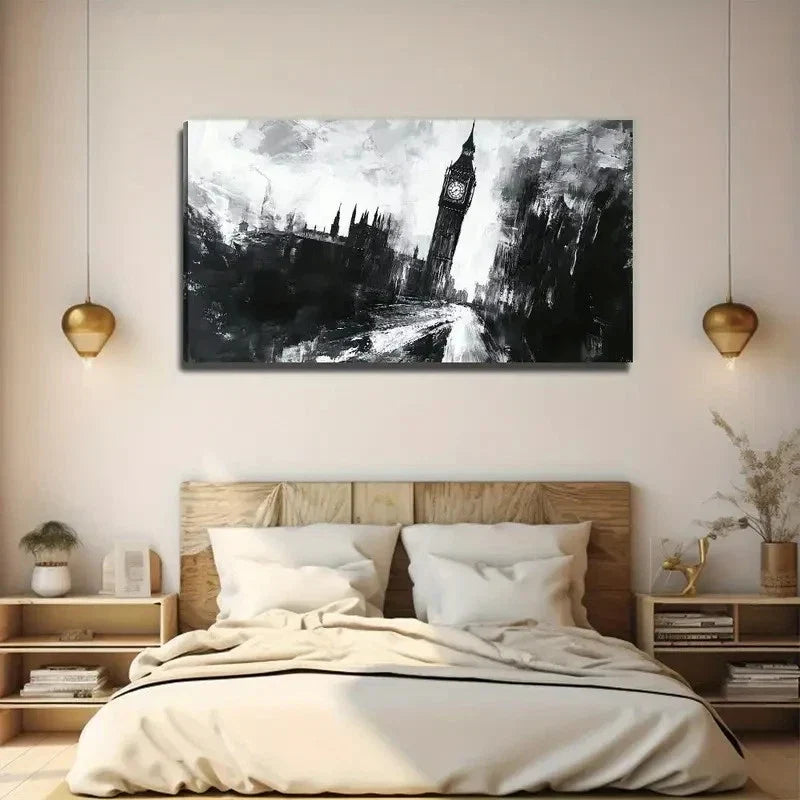 Abstract London Big Ben Wall Art Canvas Office Home Room Framed 120x60cm