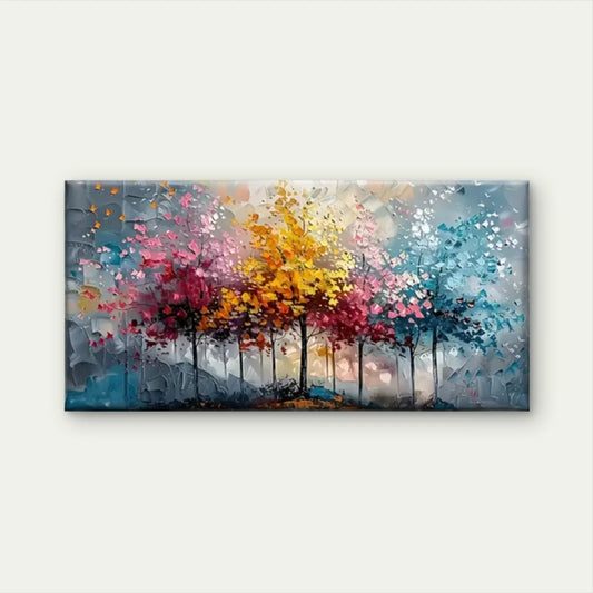 Abstract Trees Colorful Wall Art Canvas Office Home Room Framed 80x45cm