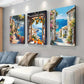 3pcs Mediterranean Orange Windows Wall Art Set Canvas Framed 40x60cm - High Quality Print 100% Australian Made Wall Canvas Ready to Hang
