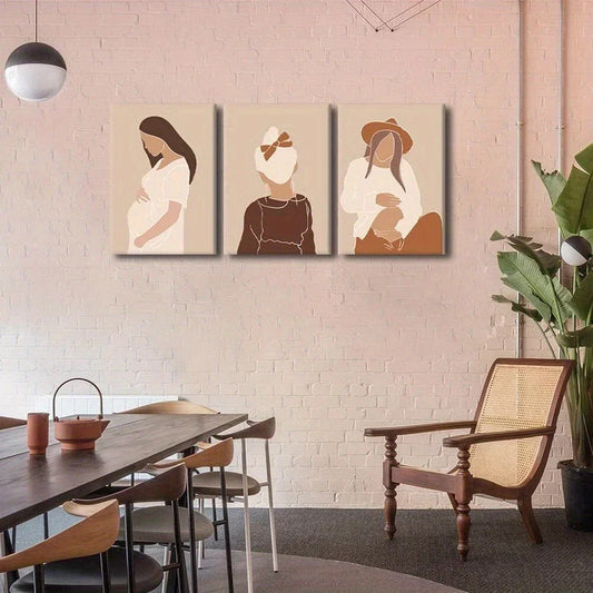 3pcs Pregnant Mother Abstract Great Mom Metal Print Ready to Hang Art