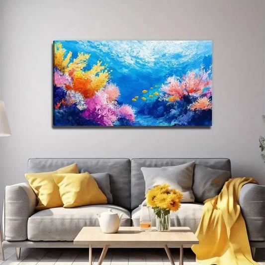 Coral In The Sea Suitable Wall Art Canvas Office Home Room Framed 120x60cm