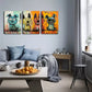 3pcsFour Very Funny Dogs Wall Art Set Canvas Framed 40x60cm - High Quality Print 100% Australian Made Wall Canvas Ready to Hang