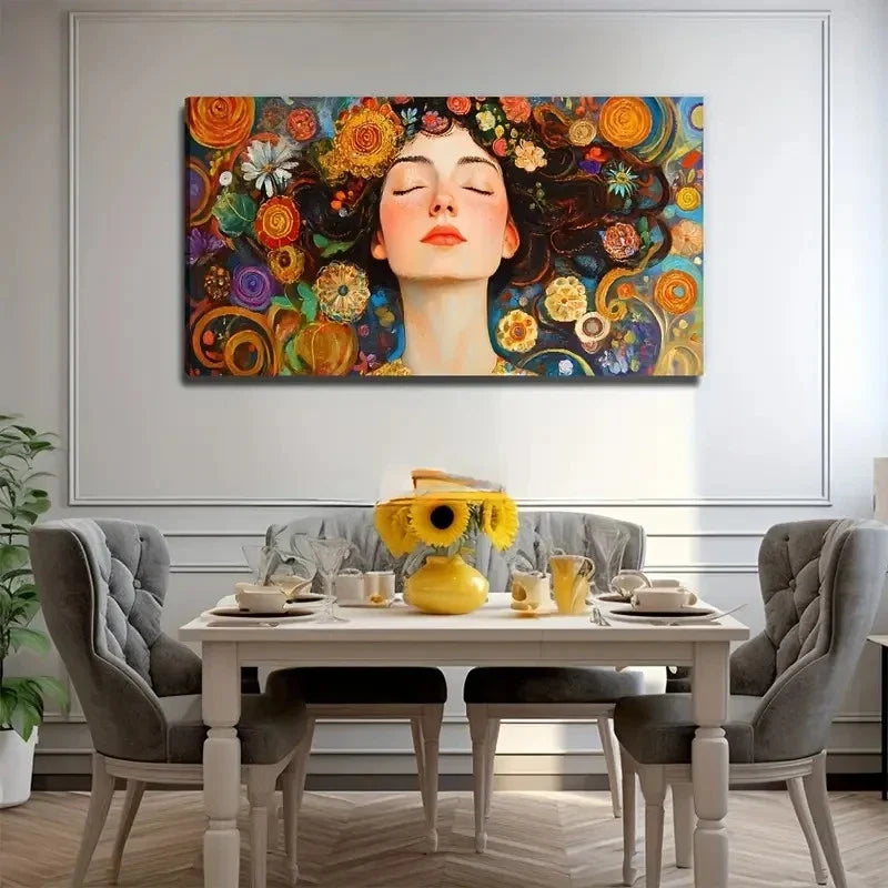 Beautiful Girl Head Portrait Wall Art Canvas Office Home Room Framed 80x45cm