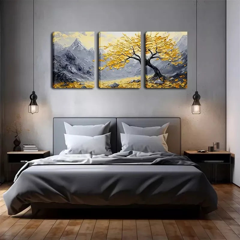 3pcs  Rustic Mountain Landscape Triptych  Wall Art Set Canvas Framed 40x60cm - High Quality Print 100% Australian Made Wall Canvas Ready to Hang
