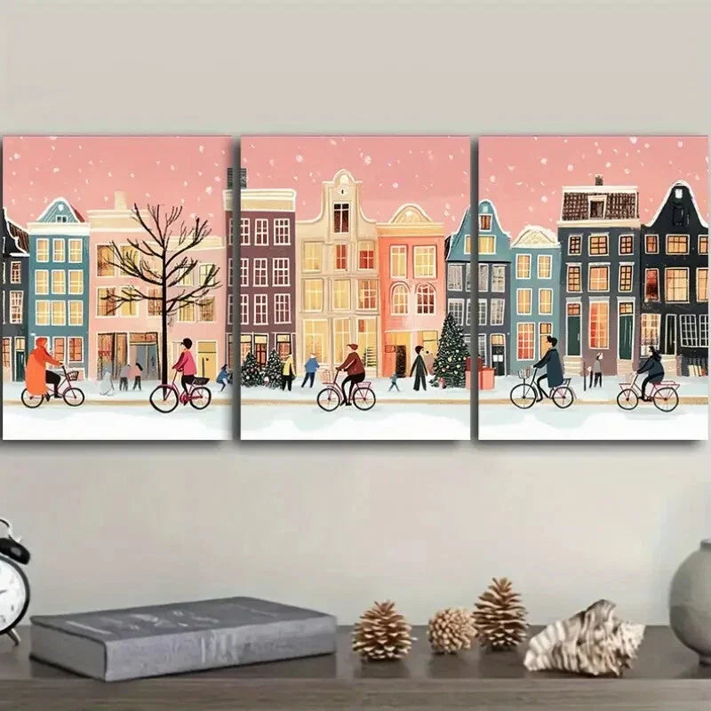 3pcs Fairytale Town, Luxurious Wall Art Set Canvas Framed 40x60cm - High Quality Print 100% Australian Made Wall Canvas Ready to Hang
