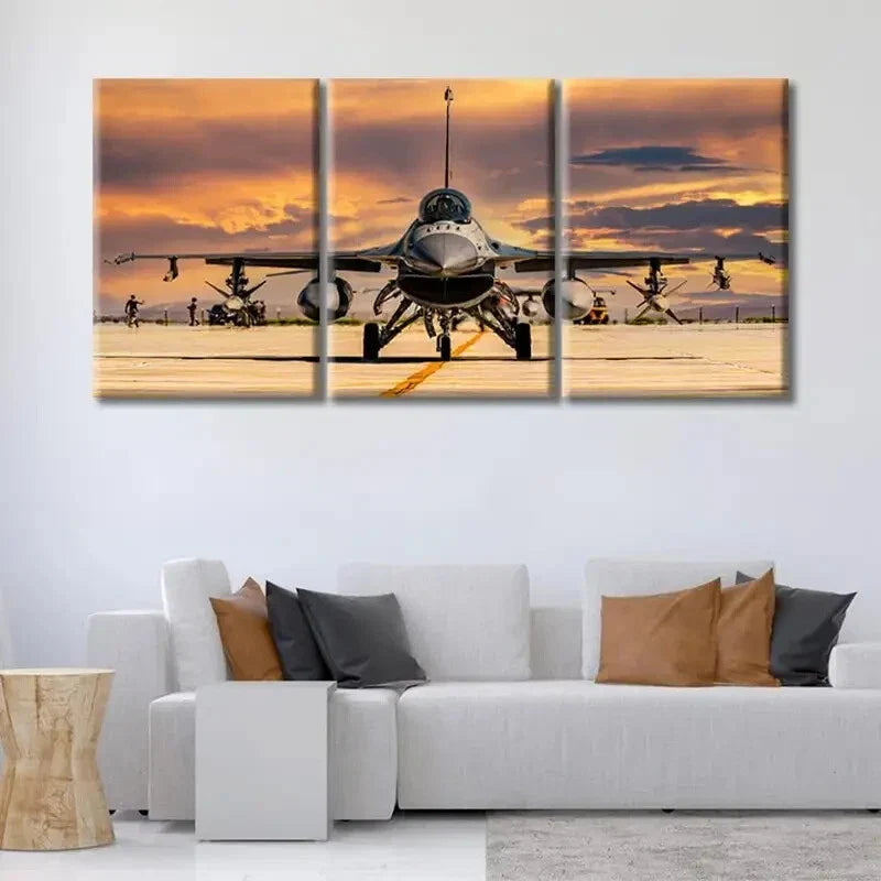 3pcs Fighter Jet Military Aircraft Metal Print Ready to Hang Art