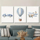 3pcs   Cartoon vehicles, cars, hot air balloons  Wall Art Set Canvas Framed 40x60cm - High Quality Print 100% Australian Made Wall Canvas Ready to Hang