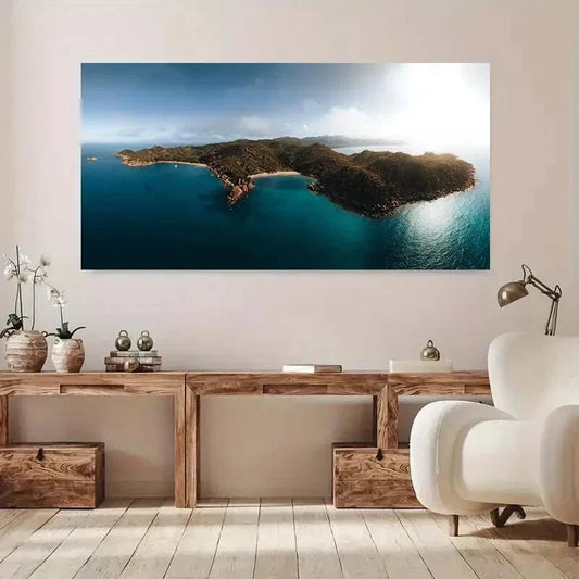 Magnetic Island with Beach wall canvas office home room framed 120x60cm