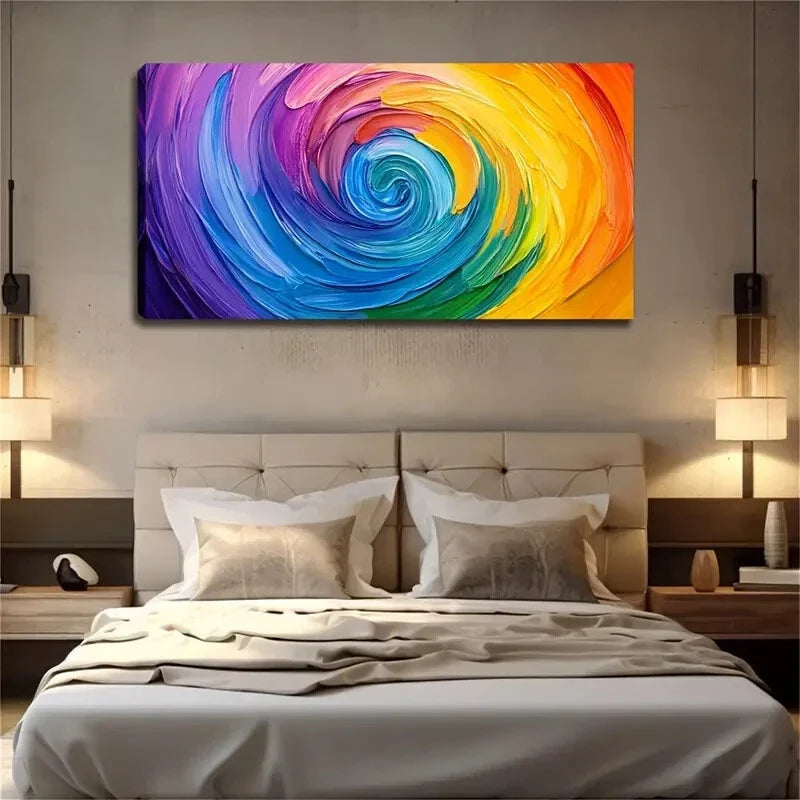 Vibrant Colorful Vortices Wall Art Canvas Office Home Room Framed 120x60cm
