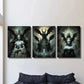 3pcs Haunted dragon castle illustration  Metal Print Ready to Hang Art