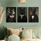 3pcs Gothic Cat in Suit Metal Print Ready to Hang Art