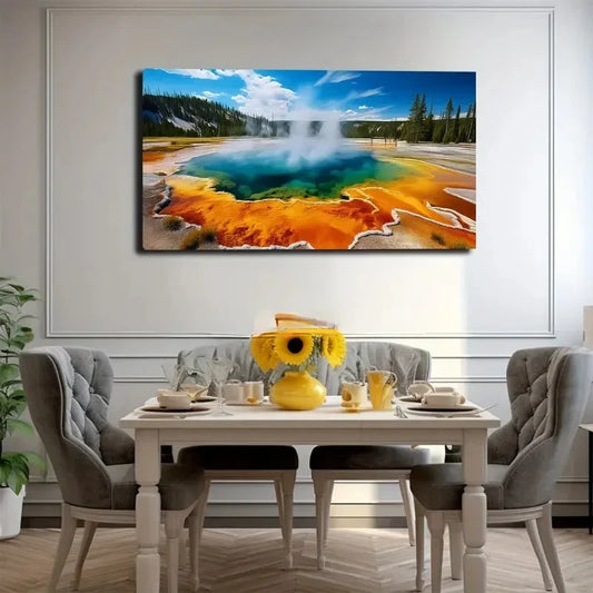 Geothermal Landscape Wall Art Canvas Office Home Room Framed 120x60cm