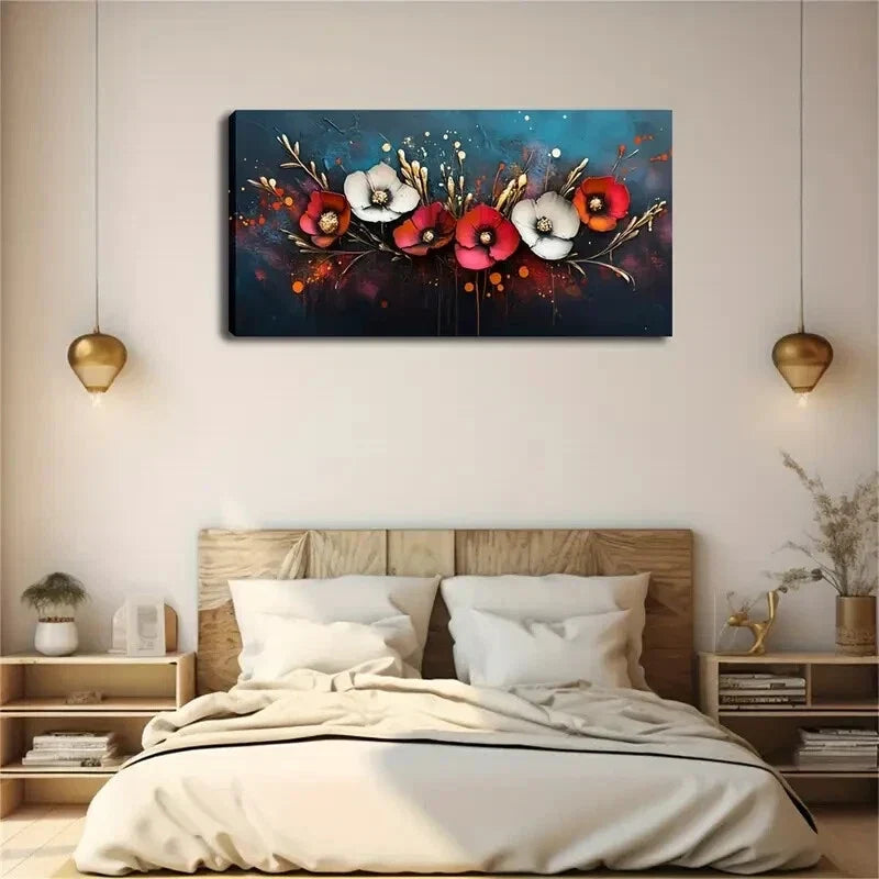 Modern Minimalist Vibrant Flora Wall Art Canvas Office Home Room Framed 120x60cm