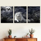 3pcs Moonlit Night Wolf King with Raven Metal Print Ready to Hang Art