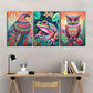 3pcs Abstract Owl Parrot Frog Wildlife Designs Metal Print Ready to Hang Art