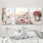 3pcs Pink Flowers Mediterranean Metal Print Ready to Hang Art