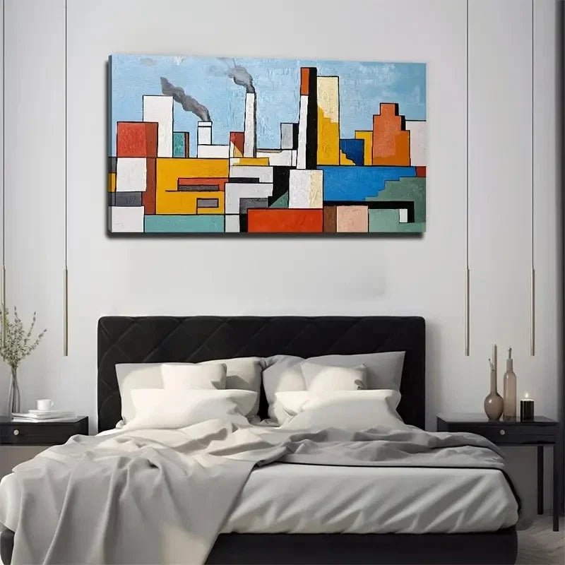Interesting Factory Wall Art Canvas Office Home Room Framed 80x45cm