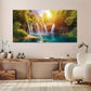 Waterfall & sunlit forest wall canvas office home room framed 120x60cm