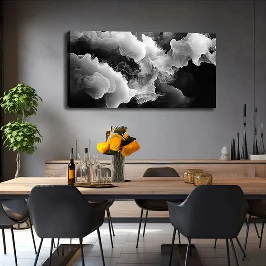 Black And White Picture Smoke Wall Art Canvas Office Home Room Framed 120x60cm