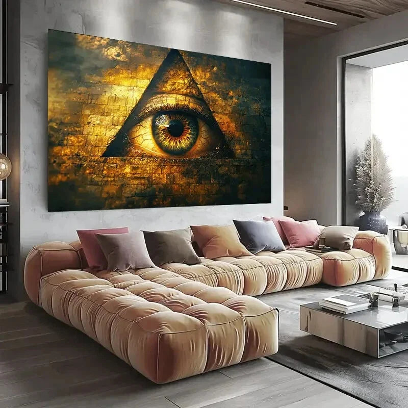 Mystical Eye Triangle Wall Art wall canvas office home room framed 120x60cm
