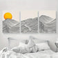 3pcs Japanese Wave Boho Sun Black and Beige Design Metal Print Ready to Hang Art