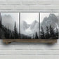 3pcs Mountain Range Palm Trees Metal Print Ready to Hang Art