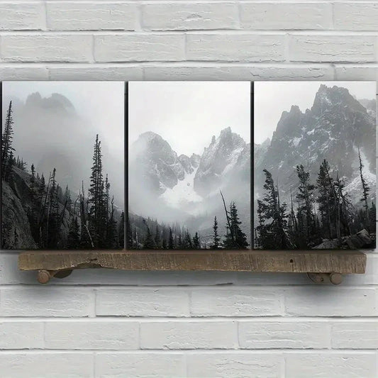 3pcs Mountain Range Palm Trees Metal Print Ready to Hang Art