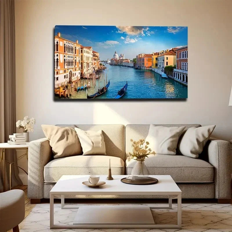 Boats For Inland Rivers Wall Art Canvas Office Home Room Framed 80x45cm