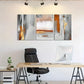 3pcs Modern Grey, Golden & Orange Metal Print Ready to Hang Art