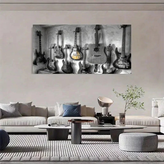 Classical Guitar Elegant Wall Art Canvas Office Home Room Framed 120x60cm