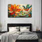 Vibrant Orange Flowers Wall Art Canvas Office Home Room Framed 80x45cm
