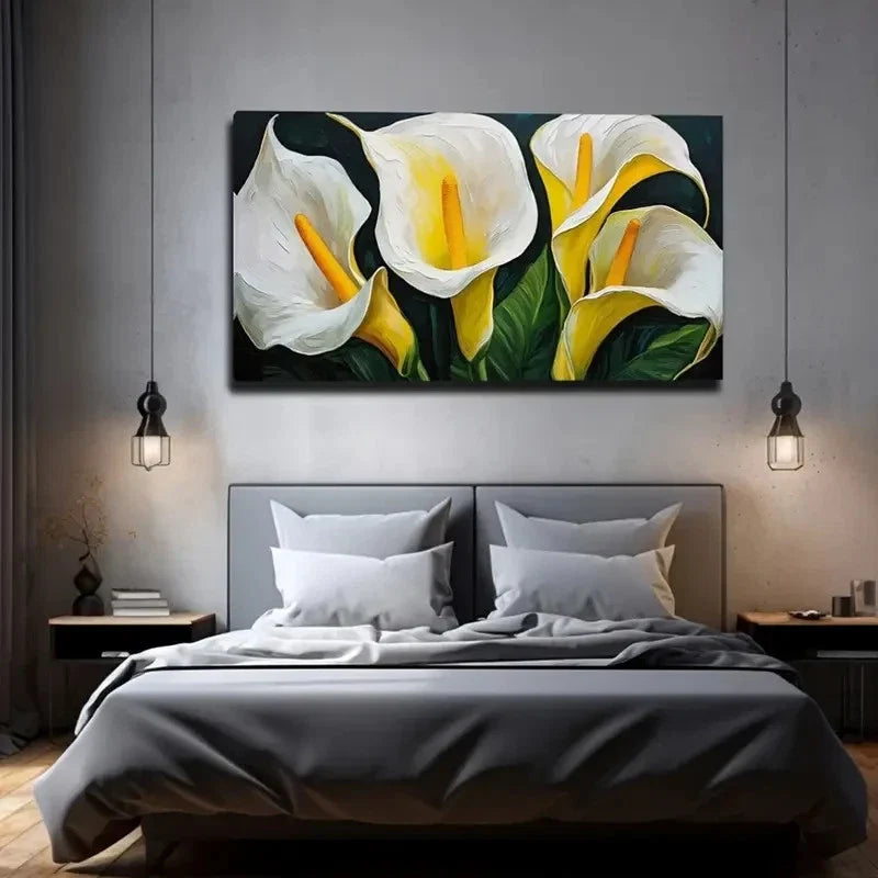 White Calla Lilies Wall Art Canvas Office Home Room Framed 120x60cm