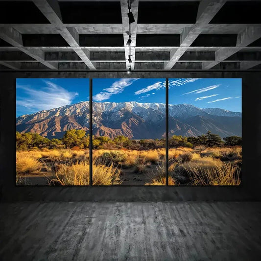3pcs Snow Capped Mountains In The Evening Metal Print Ready to Hang Art