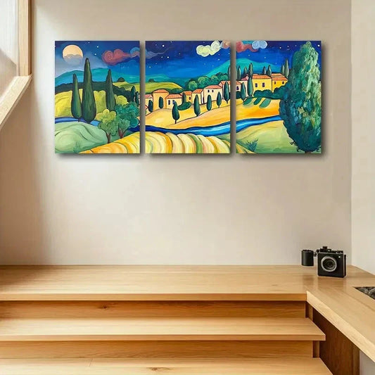 3pcs Tuscan landscape Design Metal Print Ready to Hang Art