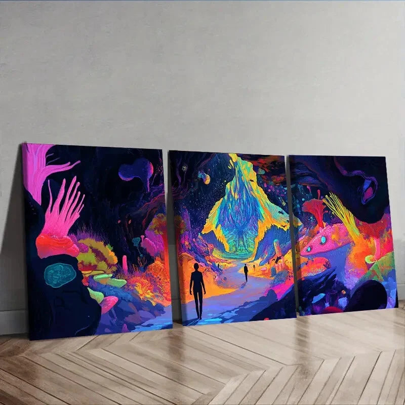 3pcs Strange Place (4),Wall Art Set Canvas Framed 40x60cm - High Quality Print 100% Australian Made Wall Canvas Ready to Hang